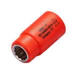 Insulated 1/2" Drive Sockets, exceeding international standards. Lifetime guarantee on tool and insulation. Made using a unique injection moulded process.