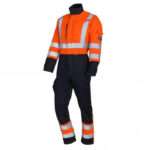 Progarm 4658 Arc Orange Coverall is a premium quality two-tone coverall in super-soft VXS+ fabric and high-visibility and navy contrast. Designed for use in both the utility and rail markets, the coverall meets RIS-3279-TOM and is suitable for use alongside a body harness.