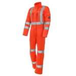 Progarm 4692 Ladies Orange Arc Coverall designed for workers near the trackside requiring garments certified to RIS-3279-TOM. Arc & Flame Resistant fabric