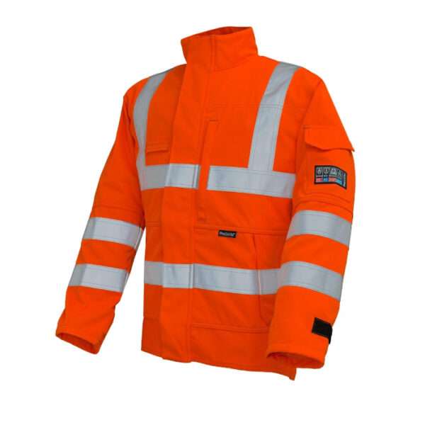Progarm 4608 Orange Arc Flash Jacket is a superb Hi-Viz Orange Arc Flash Jacket featuring Antistatic / ARC Flash / Heat & Flame / Hi-Vizibility protection