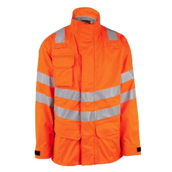 Progarm Arc Unlined Waterproof Jacket Antistatic / ARC Flash / Heat & Flame / Orange Hi-Visibility / Maximum neck protection / Utilities & Power GenerationAntistatic / ARC Flash / Heat & Flame / Orange Hi-Visibility / Maximum neck protection / Utilities & Power Generation
