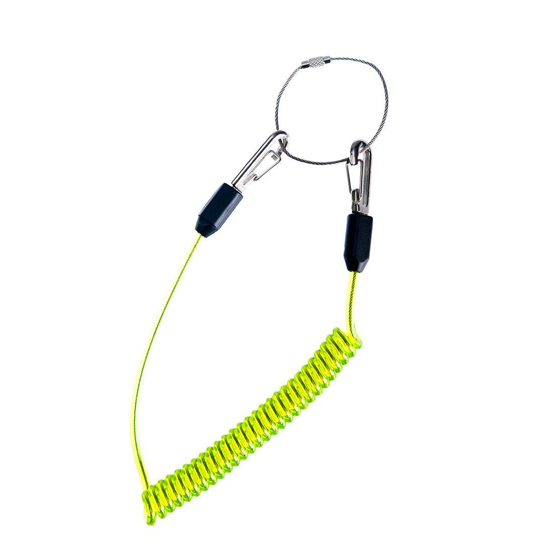 This Coiled Tool Lanyard (10 Pack) keeps the length of the lanyard close to the anchoring point. This item prevents tools from being dropped from height