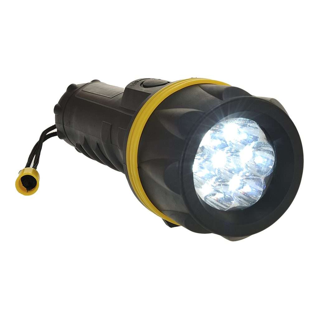 7 LED Rubber Torch - Portwest PA60 7 LED Rubber Torch combines all the benefits of precise engineered L.E.D technology with a practical design. 31 lumens, Beam distance 50m, Run time 8 Hours.