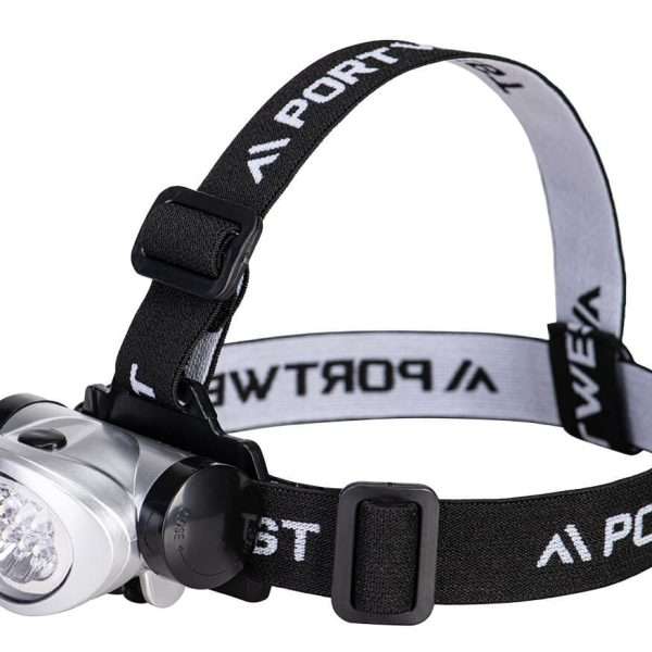 Portwest LED Head Light with tilt control to aim the light where it is needed. Ideal for keeping your hands free. New & improved brightness with 8 LED's
