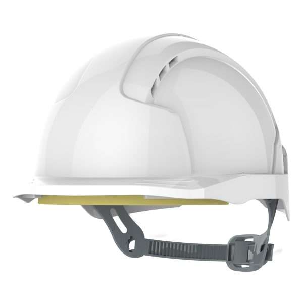 The JSP EVOLite® Micro-Peak Safety Helmet Vented - Slip Ratchet is a breakthrough product enabling Health and Safety Officers to achieve new levels of compliance due to its unrivalled comfort. It is lightweight, extremely comfortable and fits the widest range of head shapes and size