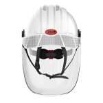 The JSP Electrical Safety Helmet EVOGuard® C5-Max System has a multi-standard helmet shell with a comfort harness, wheel ratchet and 4-point chinstrap for a secure fit. The helmet provides electrical insulation up to 1000Vac. The clear replaceable visor with chinguard provides Class 1 Arc Flash protection and comes with an Anti-Scratch and Anti-Mist coating.