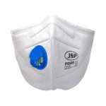 JSP Disposable Vertical Fold Flat FFP2V Face Mask with foam padded adjustable nose clip, extended chin coverage & exhalation valve. 94% filter efficiency