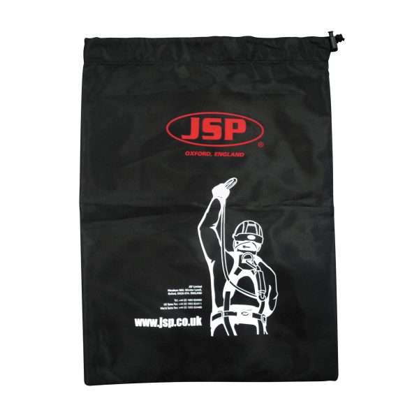 JSP Spartan™ Single Fall Arrest Kit comes with a 2-Point Spartan™ Harness (FAR0302). 2m fall arrest lanyard and JSP® woven draw-string bag