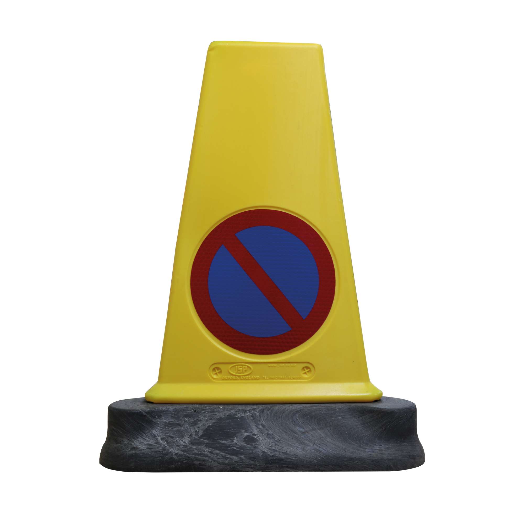 Yellow 2 Part No Waiting Cone JSP Mk™5 is made with UV stabilised HDPE blow moulded top & 100% recycled PVC base with reflective 'No Waiting' roundel