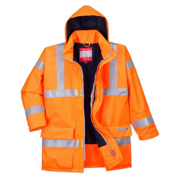 Bizflame Rain Hi-Vis Antistatic FR Waterproof Jacket offers optimum Flame Resistance protection coupled with superb breathable & water resistant properties