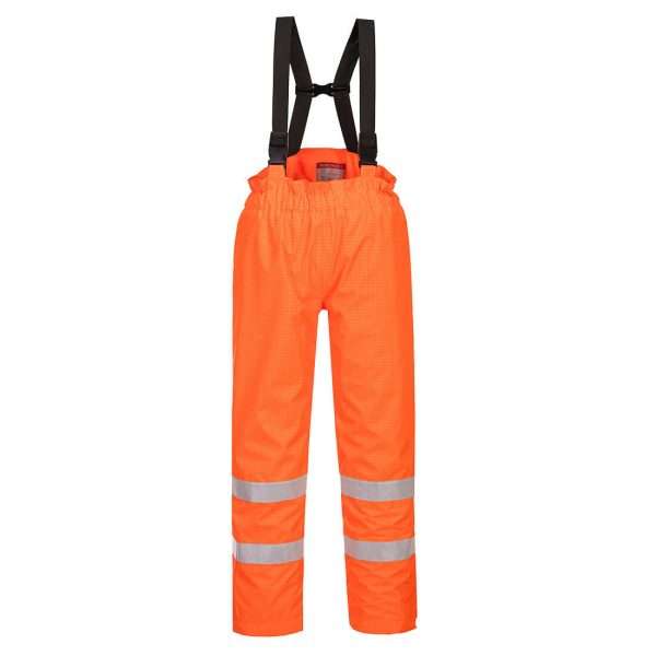 Bizflame Rain Lined Hi-Vis Antistatic FR Waterproof Trousers, ideal for working in wet conditions. Flame Resistant, fire retardant & Anti-static protection