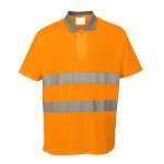Hi-Vis Cotton Comfort Short Sleeve Polo Shirt with stylish contrast collar, using technical breathable fabric & HiVisTex tape for greater visibility