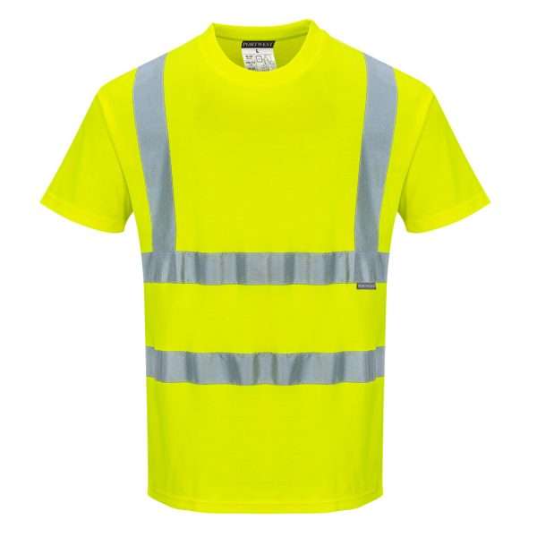 Hi-Vis Cotton Comfort Short Sleeve T-Shirt is lightweight, breathable & has taped neck seam for extra comfort & uses reflective tape for enhanced visibility