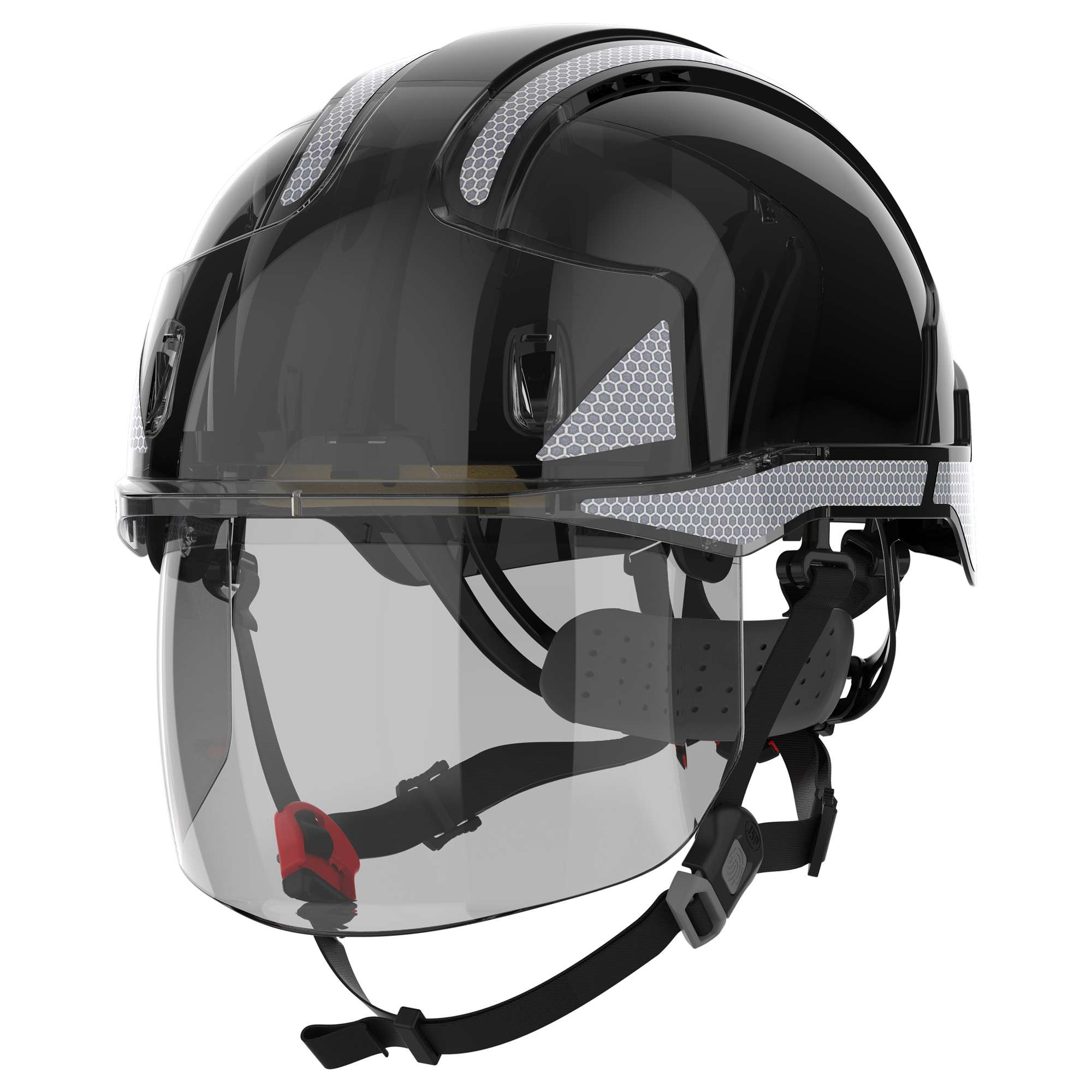 JSP EVO VISTAlens Dualswitch CR2 Vented Safety Helmet, retractable eyewear, certified to EN397 & EN12492. High optical quality. B-rated impact protection
