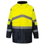 Portwest Yellow/Navy Hi-Vis Breathable Waterproof Jacket is favoured by those who want a more modern look in safety wear. Extremely water resistant