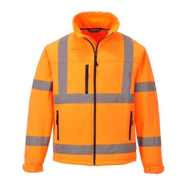 Portwest Hi-Vis Contrast Softshell (3L) Jacket S424 gives you enhanced protection whatever the elements with micro polar fleece lined and bonded with shell.