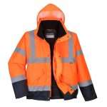 Portwest Hi-Vis Contrast Winter Waterproof Bomber Jacket is fully certified, two-tone bomber style jacket is a strong performer in the Hi-Vis range