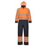 Portwest Hi-Vis Contrast Winter Waterproof Coverall made with extremely water resistant hi-vis fabric & offers protection against cold certified upto -40°C.