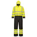 Portwest Hi-Vis Contrast Winter Waterproof Coverall made with extremely water resistant hi-vis fabric & offers protection against cold certified upto -40°C.