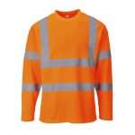Portwest Hi-Vis Cotton Comfort Long Sleeve T-Shirt made from moisture wicking fabric keeping the body cool and dry. Reflective tape for increased visibility