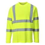 Portwest Hi-Vis Cotton Comfort Long Sleeve T-Shirt made from moisture wicking fabric keeping the body cool and dry. Reflective tape for increased visibility