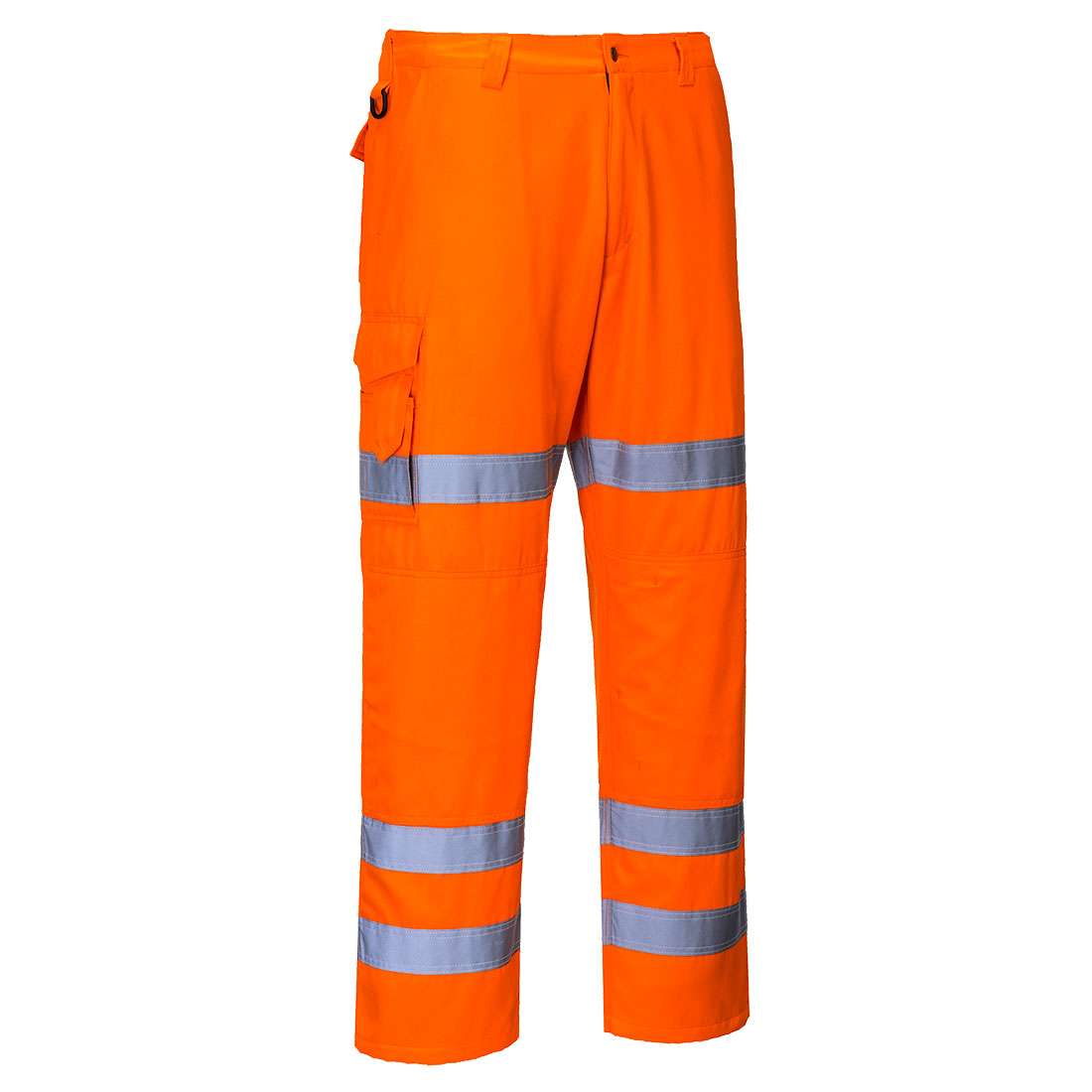 Portwest Hi-Vis Three Band Work Trousers Conform to the latest rail industry standards. Offers excellent high visibilty, ample storage & elasticated waist..