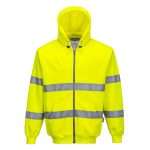 Portwest Hi-Vis Zipped Hoodie Knitted fabric with brushed backing, Reflective tape for increased visibility, Side pockets, Fully elasticated waistband.....
