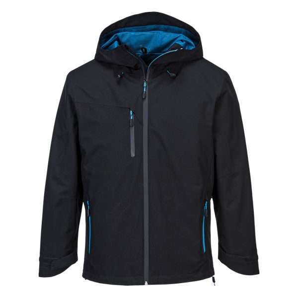 Portwest KX3 Black Rain Jacket is extremely water resistant eco-conscious fabric finish, water beads away from fabric surface & engineered with active fit