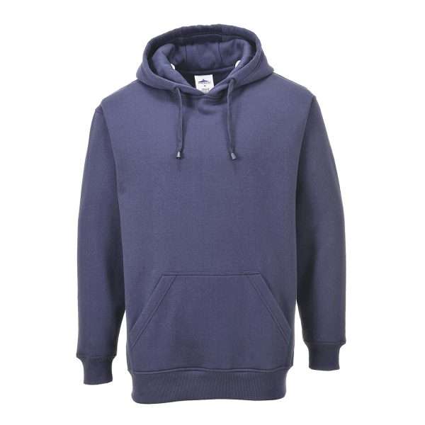 This stylish and practical hooded sweatshirt has a soft brushed inner lining for extra comfort. The polyester content ensures excellent durability. Design features include a large kangaroo pocket and self lined hood.