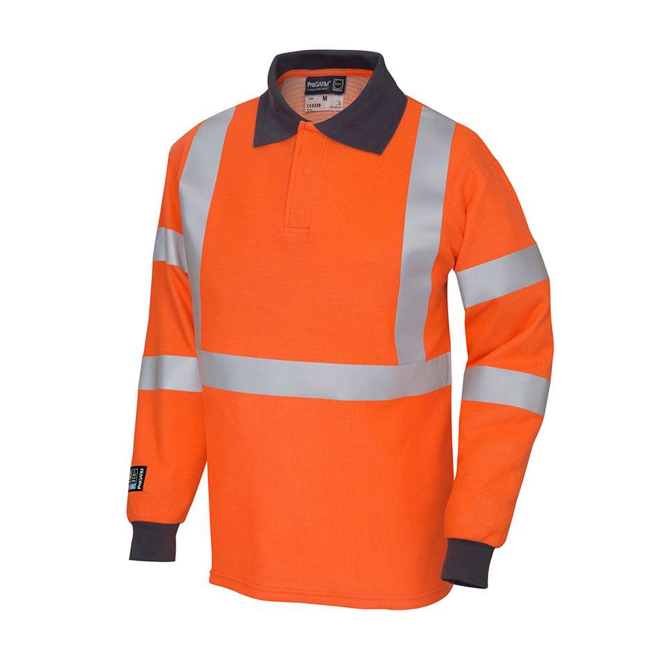 Progarm 5390 Arc Orange Polo Shirt is a high visibility & Flame Resistant Polo Shirt in unique VXS+ fibres. Antistatic, ARC Flash, Heat & Flame protection