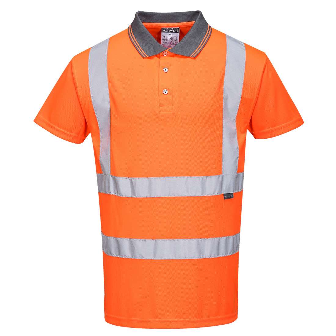 Portwest Orange Hi-Vis Short Sleeve Polo Shirt is perfect for warm weather. Features HiVisTex reflective tape to keep the wearer visible and safe..