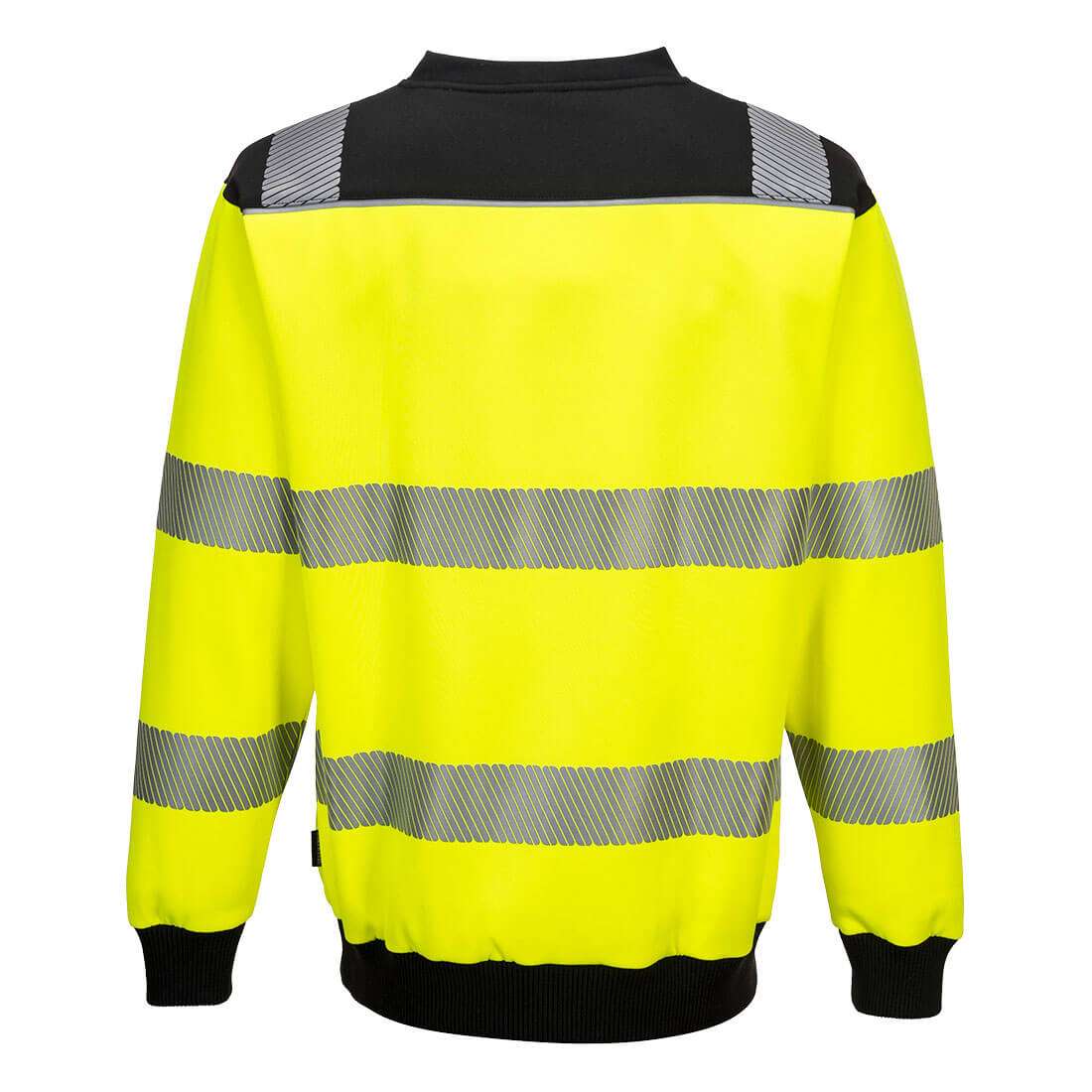 Portwest PW3 Hi-Vis Sweatshirt is characterised by its distinctive design, combining Portwest HiVisTex Pro reflective tape with contemporary contrast panels