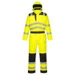 Portwest PW3 Hi-Vis Winter Coverall is Extremely water resistant with Lightweight flexible HiVisTex Pro segmented reflective tape for increased visibility..