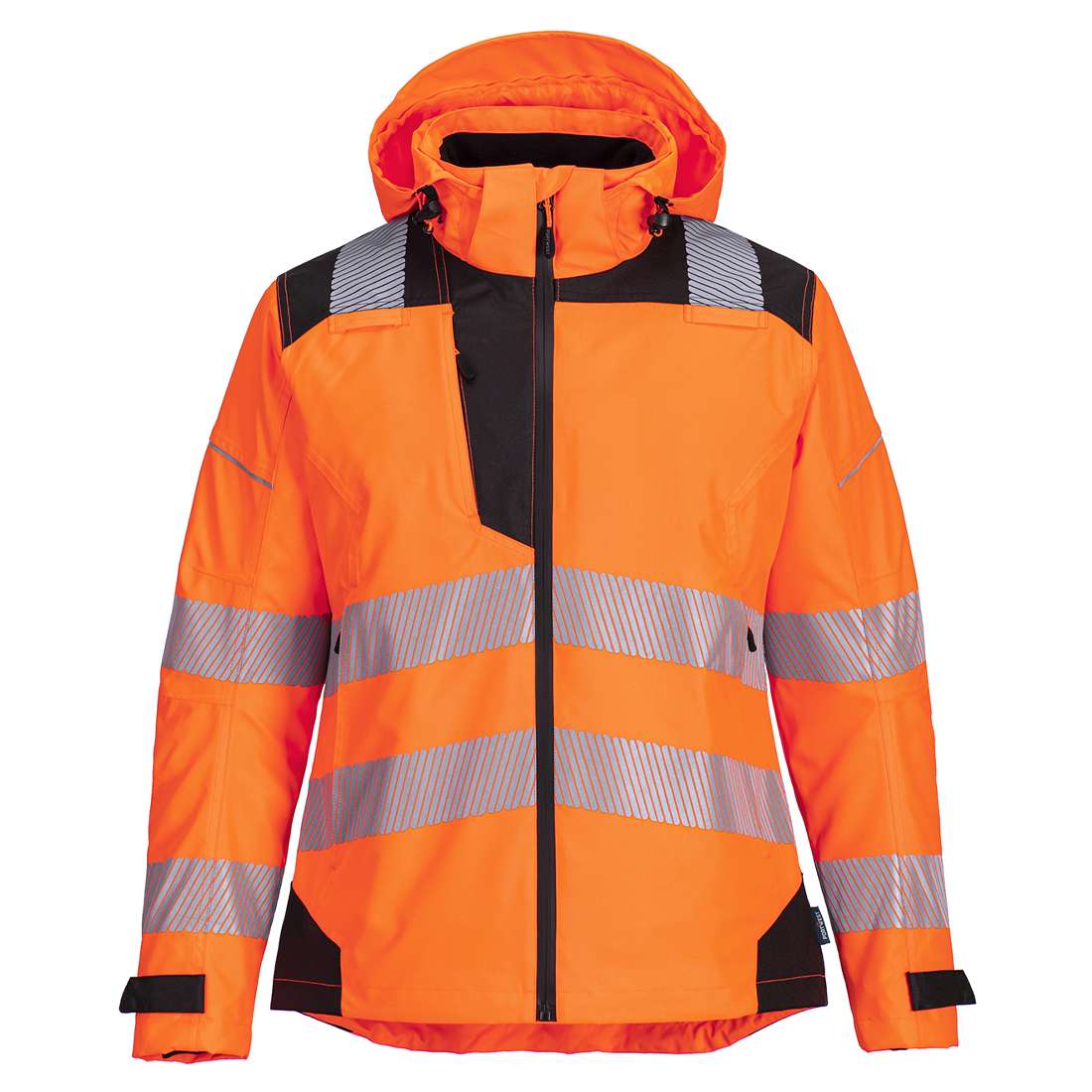 Portwest PW3 Hi-Vis Women's Rain Jacket is designed and tested by women & is a highly waterproof & breathable jacket which offers a sporty fit style