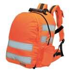 The Portwest Hi-Vis Rucksack features include a secure, weatherproof MP3/CD and mobile phone outlet as well as padded straps and back panel for wearer comfort.