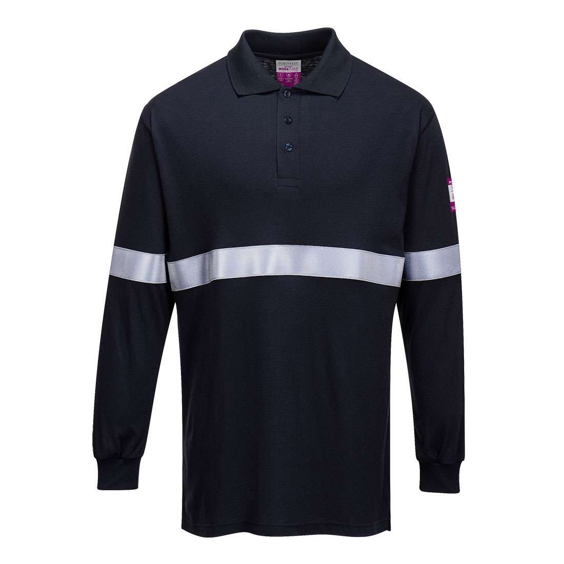 Portwest FR03 Flame Resistant Anti Static Long Sleeve Polo Shirt. Flame Resistant Anti-Static Long Sleeve Polo Shirt is its ability to enhance visibility in low-light environments. This is achieved through strategically placed reflective elements that ensure you remain visible even during dusk or in poorly lit areas