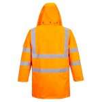 RT27ORR R Portwest RT27 Hi Vis Breathable 7 in 1 Traffic Jacket. Waterproof and breathable to the highest EN Standards, the jacket has multiple features such as ample storage space, a concealed hood and a fleece lined collar.