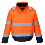 Portwest Hi Vis 2 in 1 Contrast Essential Lite Bomber Jacket. An adaptable, functional style offering excellent value for money. Available in yellow or Orange which complies with railway RIS 3279-TOM standards