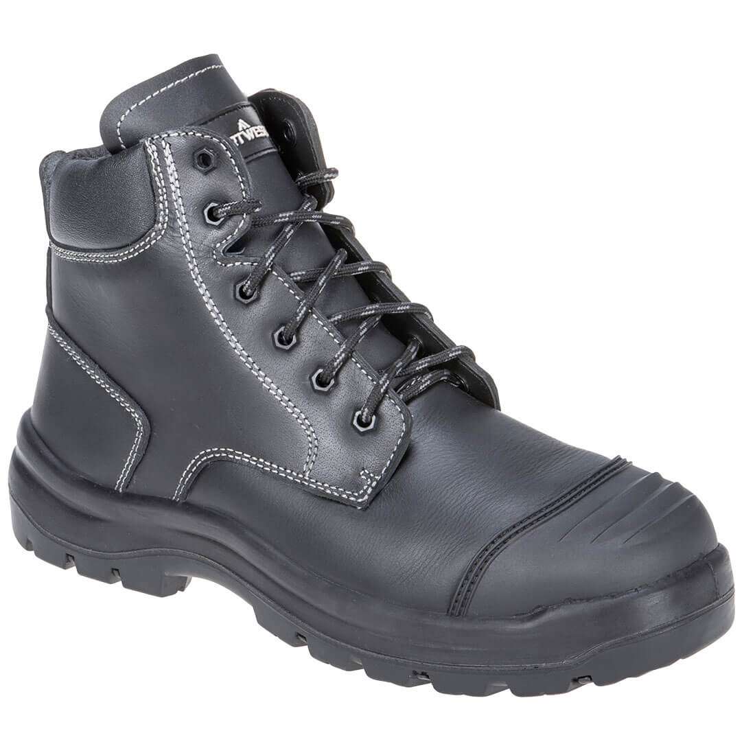 Steel Leather Mid Boot S3 HRO FO SC HI CI LG SR Classic boot design with a protective TPU scuff cap for high impact and to increase longevity. Moisture wicking inner lining provides reliable protection against cold, damp and heat. Innovative outsole flex zones increase flexibility and stability for excellent support and comfort with every step.