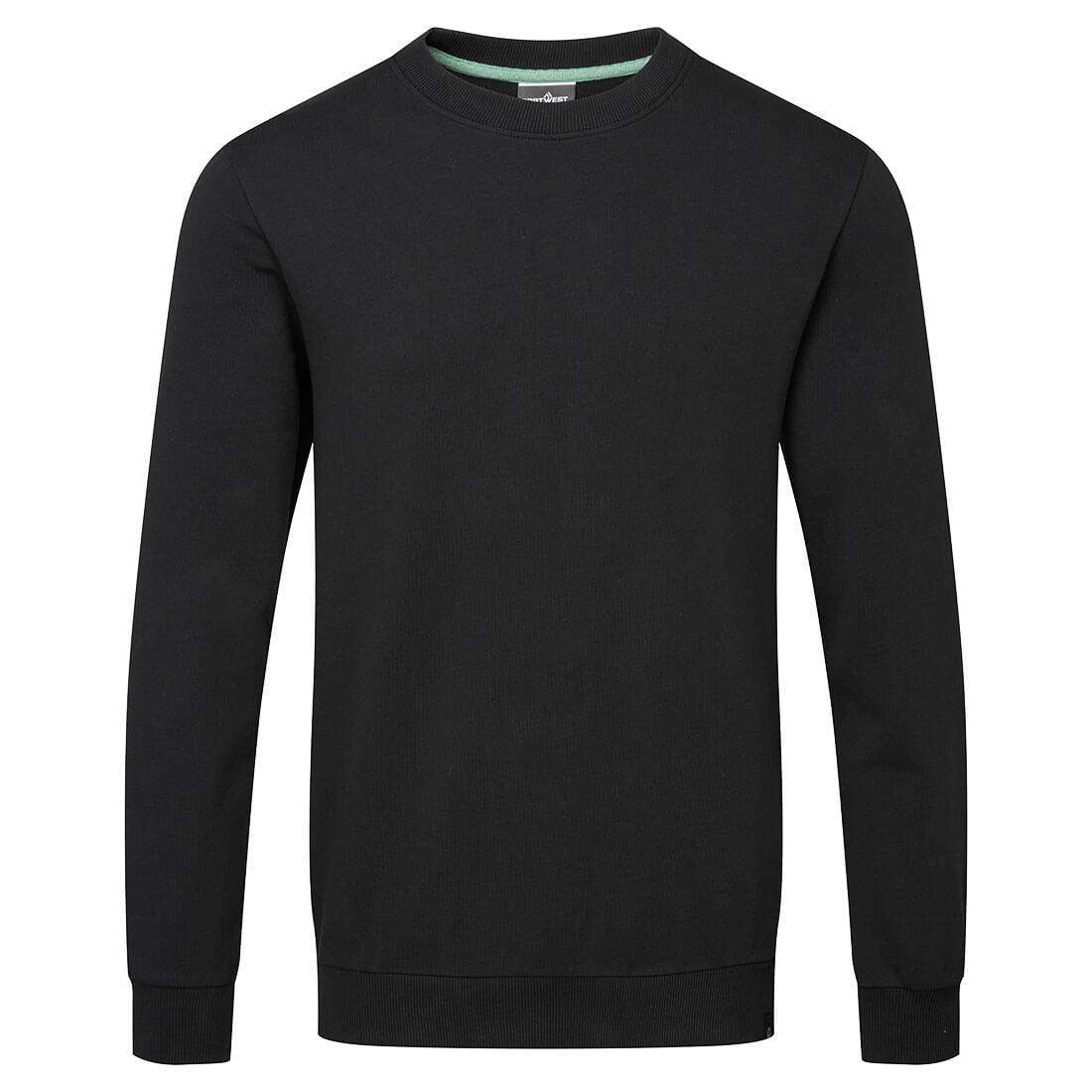 Portwest EC300 Organic Cotton Recyclable Sweatshirt Navy. This 100% organic cotton sweatshirt t-shirt is ideal for both corporate and workwear. Made from organic material and designed for recycling this sweatshirt provides a clean, simple and comfortable addition.