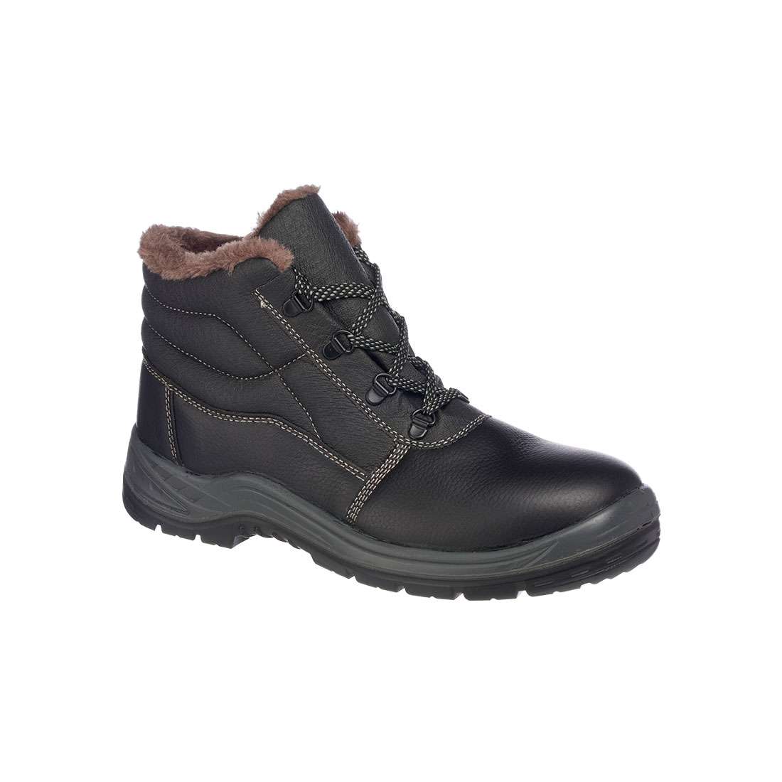 FD33BKR Portwest FD33 Steelite Kumo Fur lined Safety Boot offers outstanding protection in cold conditions. Featuring fur lining, fur lined footbed, padded collar & excellent insulation