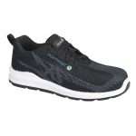 Portwest FC06 Composite Safety Trainer Black Blue. This eco-conscious safety trainer offers a composite toecap, puncture resistant textile midsole and dual density PU/PU outsole for superior grip and energy absorption. The upper is made of a seamless, knitted, single piece of textile with a padded collar for added comfort.