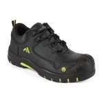 Portwest FC19 Composite Action Leather Low Safety Shoe. This shoes features a heat resistant outsole, ESD properties and excellent slip resistance. The engineered tread pattern aids agility on uneven terrain whilst also being resistant to fuel oil and water.