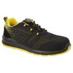 Portwest FT08 Composite Wire Lace Safety Trainer. A modern take on safety footwear, this safety trainer offers excellent protection with an added innovation. The innovative wire-lace system allows faster lacing and quick release, while adding a more supportive, even fit to accommodate a variety of foot shapes. The lightweight breathable knitted upper is ideal for dry and warm conditions.