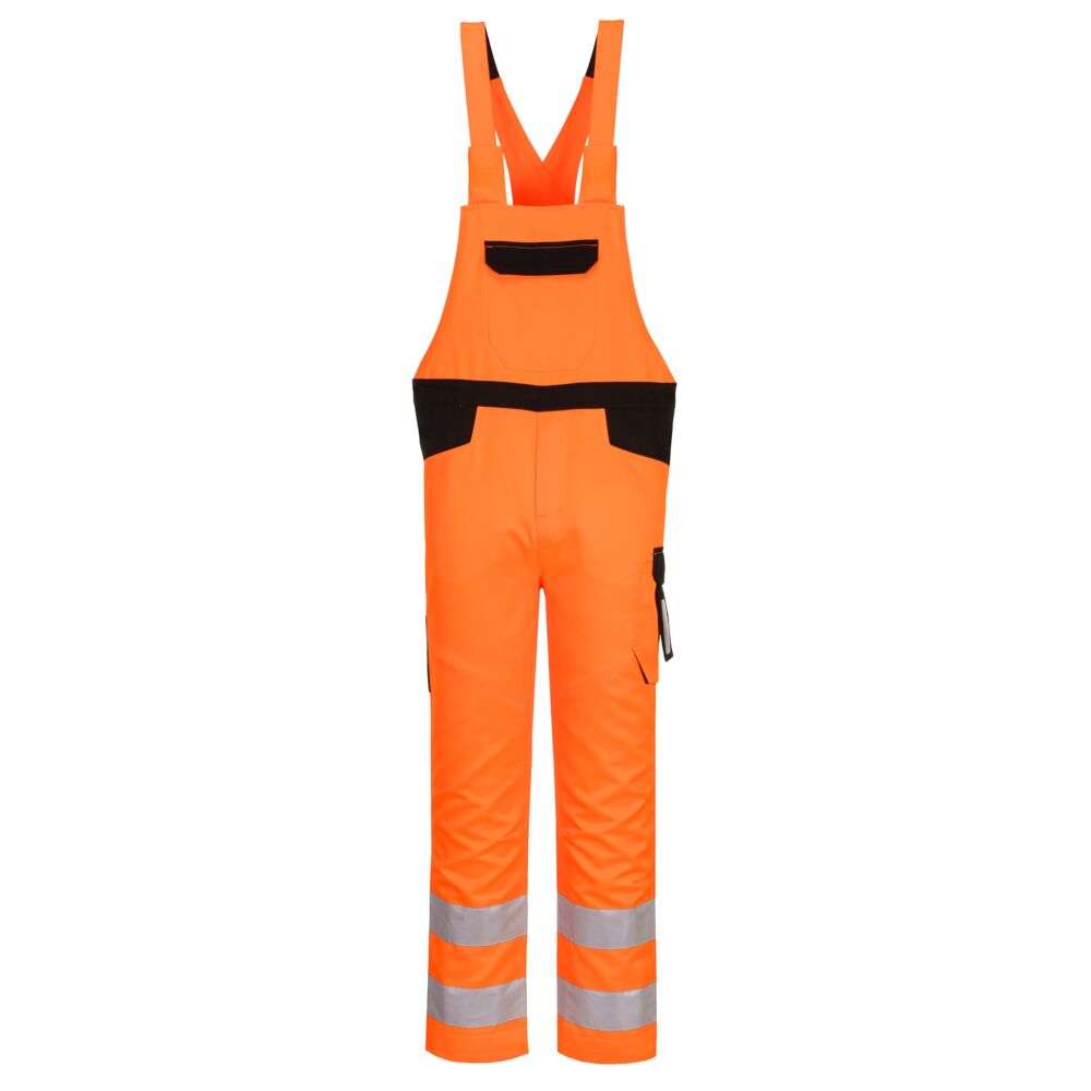 Portwest PW244 Hi Vis Bib and Brace. The PW2™ Hi-Vis Bib and Brace delivers long-lasting comfort and performance. Numerous storage pockets afford excellent personal security. Precision engineered with anti-scratch and metal-free trims to give total peace of mind when working