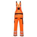 Portwest PW344 Hi Vis Bib and Brace Orange. The PW3 Hi-Vis Bib & Brace combines contemporary design with a modern fit. It offers an impressive range of pockets including a double rule pocket, pre-shaped top loading knee pad pockets and an easy access thigh pocket. Packed full of clever features including HiVisTex Pro reflective tape and an adjustable leg hem for added convenience. Oxford fabric reinforcement at key abrasion points and triple stitching throughout guarantees maximum durability.