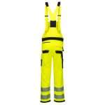 Portwest PW344 Hi Vis Bib and Brace yellow. The PW3 Hi-Vis Bib & Brace combines contemporary design with a modern fit. It offers an impressive range of pockets including a double rule pocket, pre-shaped top loading knee pad pockets and an easy access thigh pocket. Packed full of clever features including HiVisTex Pro reflective tape and an adjustable leg hem for added convenience. Oxford fabric reinforcement at key abrasion points and triple stitching throughout guarantees maximum durability.