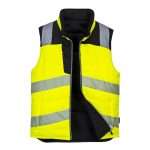 Portwest PW374 Hi Vis Reversible Bodywarmer. The Portwest PW374 bodywarmer design is characterised by its stylish contemporary fit, multiple practical features & durable stain resistant hi vis fabric