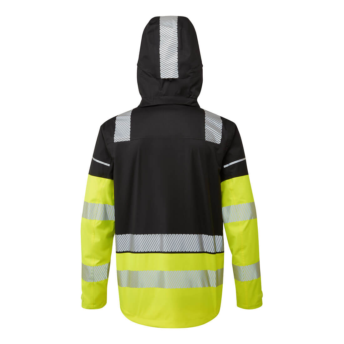Ultimate Modular Hi-Vis 3-in-1 Rain Jacket in high-visibility yellow with reflective tape, waterproof protection, and detachable layers for versatile wear.