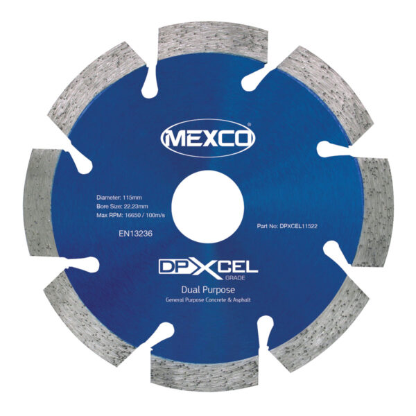Dual Purpose diamond blade for saws. Cuts various materials such as brick and breeze blocks.